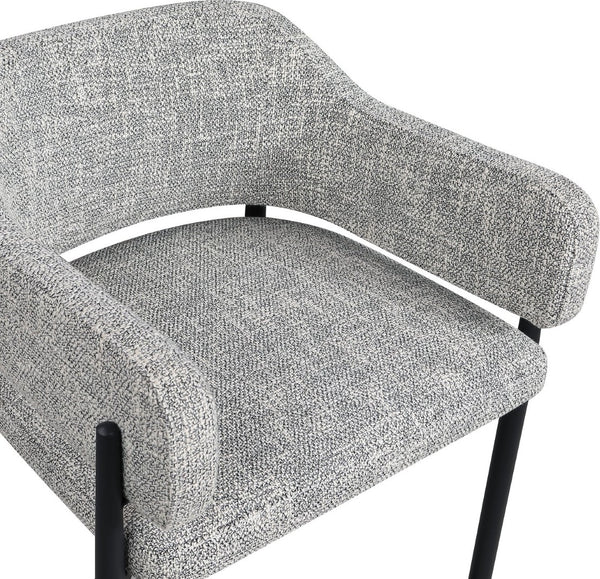 Meridian Furniture Dame Woven Polyester Dining Chair with Matte Black Iron Frame for Modern Interiors Style Grey 974Grey-C