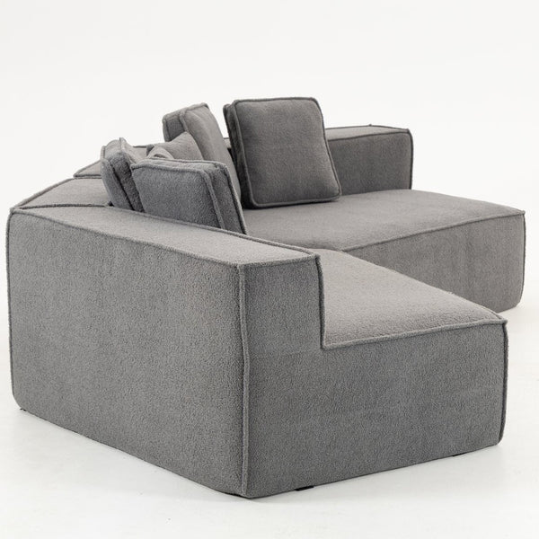 English Elm 132"oversized Teddy Velvet Modular Sectional Plush Foam Couch for Large Living Rooms W3326S00038