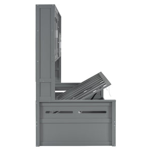 English Elm Twin Size Wooden Daybed With Hydraulic Lift & Integrated Storage Cabinet For Space-Saving Style N820S00046E-GIGA