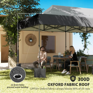 English Elm Portable 10x20 Ft Steel Frame Pop up Canopy with Upf50 Oxford Fabric for Events Dark Gray T3971P466700