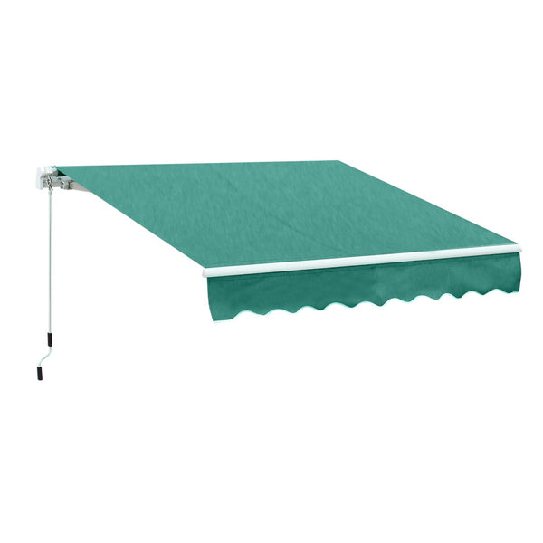 English Elm Retractable Patio Awning with Manual Crank Aluminum Frame Uv Blocking Canopy T3971P384334