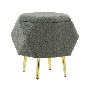 English Elm Ottoman Upholstered Storage Footrest with Metallic Legs for Living Room Bedroom Gold,Green B202P471507
