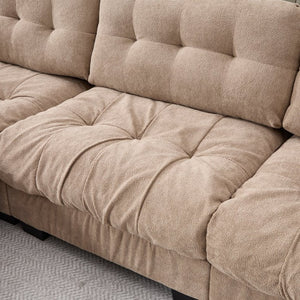 English Elm Modular Cloud Sectional Sofa Flannelette Deep Seat Couch for Living Room with Pillows Light Brown W2120S00030