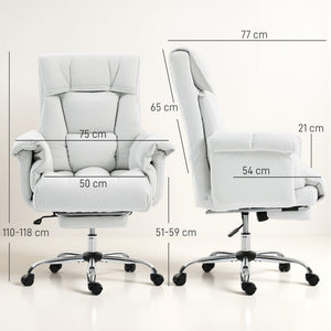 English Elm Homcom Reclining High Back Desk Chair Plush Foam Cushion Flannel Swivel Cream W2225P485649