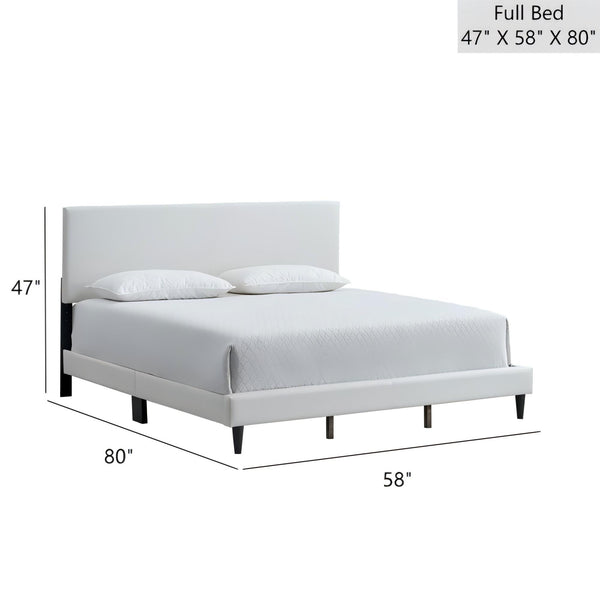English Elm Baron Full Bed Frame with Faux Leather Upholstery, Slat Support, Adjustable Headboard Height, Fits 7–13" White 26.37 L x 60.39 W x 7.28 H B078P380178