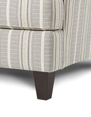 English Elm Stripe Modern Upholstered Chair with Round Track Arms, Welt Cord Trim & Tapered Wood Feet, Compact Comfort B2741P376932