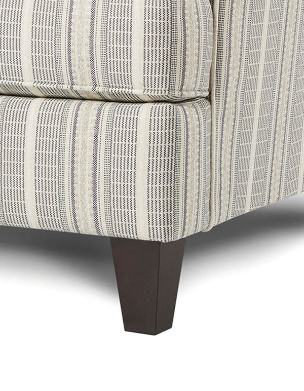 English Elm Stripe Modern Upholstered Chair with Round Track Arms, Welt Cord Trim & Tapered Wood Feet, Compact Comfort B2741P376932