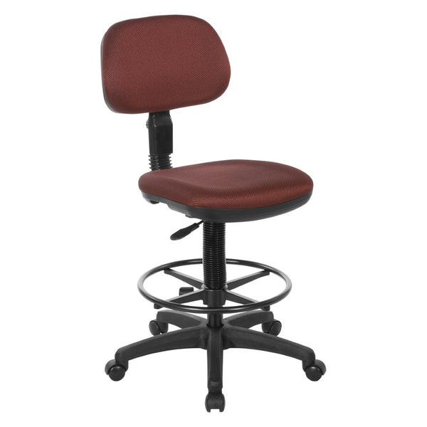 OSP Home Furnishings Sculptured Ergonomic Drafting Chair with Adjustable Footrest for Counter Height Workstations Wine DC517-298