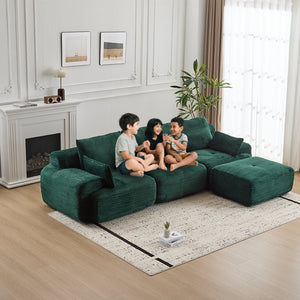 English Elm Modern Memory Foam Compressed Sofa — Pet-Friendly Corduroy Modular Sectional, Cloud-Like Comfort, No Assembly Green W3723S00012