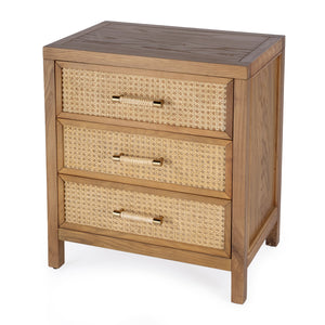 Butler Specialty Mesa 3 Drawer Chest - Elegant Solid Wood Design With Natural Cane For Stylish Home Décor Natural Oak Wood,Mdf,Oak Veneer,Cane 9750438-butler