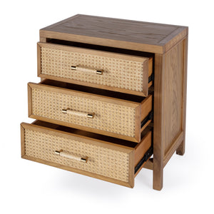 Butler Specialty Mesa 3 Drawer Chest - Elegant Solid Wood Design With Natural Cane For Stylish Home Décor Natural Oak Wood,Mdf,Oak Veneer,Cane 9750438-butler