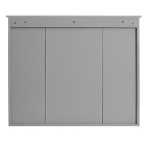 English Elm 35'' Modern Wall-Mounted Medicine Cabinet with Mirror, Hidden Storage and Open Shelves for Bath Gray N710P209443E