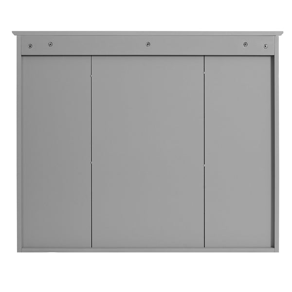 English Elm 35'' Modern Wall-Mounted Medicine Cabinet with Mirror, Hidden Storage and Open Shelves for Bath Gray N710P209443E