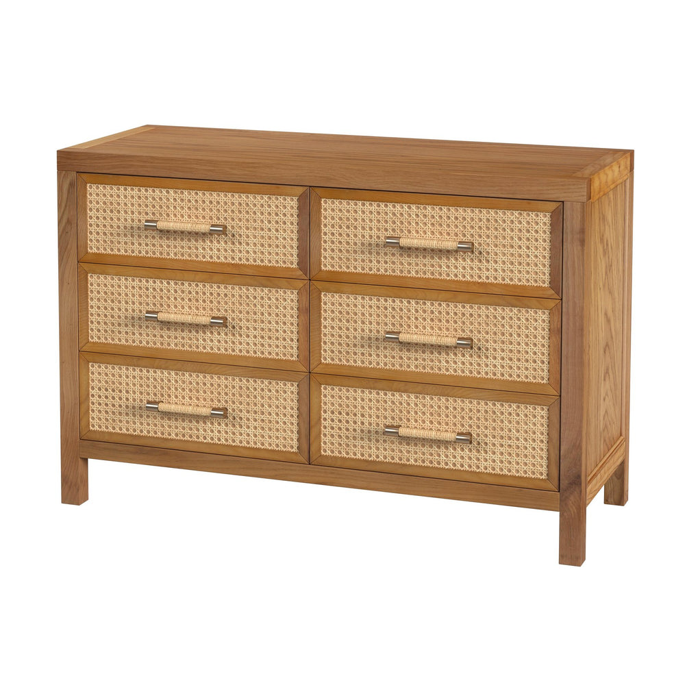 Butler Specialty Mesa 6 Drawer Dresser In Warm Oak With Cane Detailing And Elegant Gold Hardware For Your Bedroom Oasis Natural Mdf,Oak Wood,Oak Veneer,Cane 9751438-butler