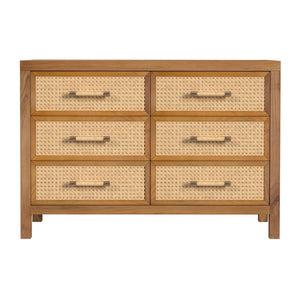 Butler Specialty Mesa 6 Drawer Dresser In Warm Oak With Cane Detailing And Elegant Gold Hardware For Your Bedroom Oasis Natural Mdf,Oak Wood,Oak Veneer,Cane 9751438-butler