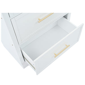 English Elm Modern Tall Kitchen Pantry Set of Two with Faux Marble Top and Glass Holders White SP000175AAK