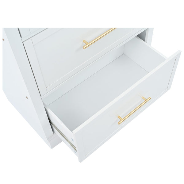English Elm Modern Tall Kitchen Pantry Set of Two with Faux Marble Top and Glass Holders White SP000175AAK