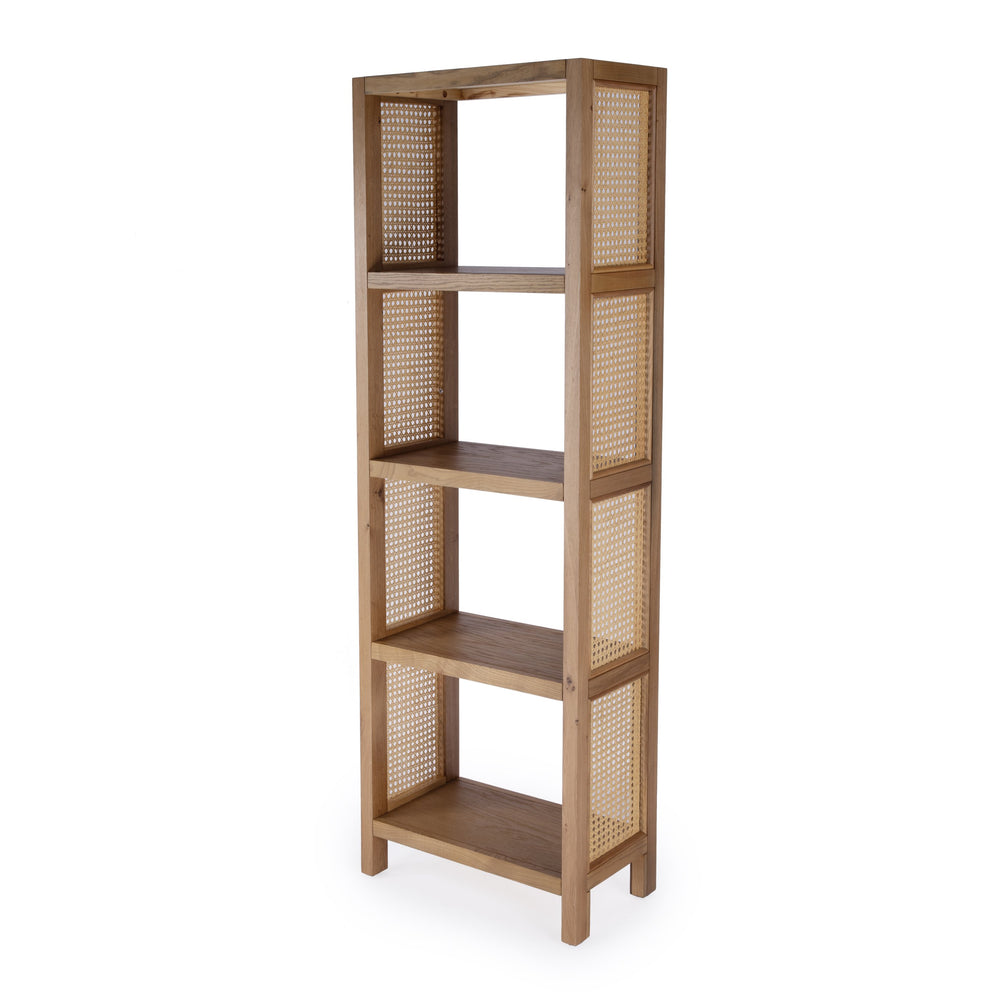 Butler Specialty Mesa Cane And Solid Wood 4-tier Etagere Bookcase - Stylish Storage For Living Room, Office, Or Bedroom Natural Oak Wood,Mdf,Oak Veneer,Cane 9752438-butler