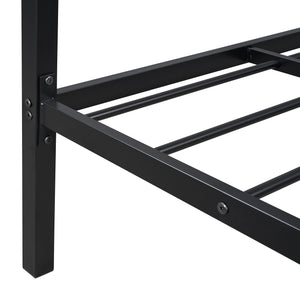 English Elm Twin Metal Platform Bed with House-Style Headboard, Sturdy Slatted Frame & Smooth Underbed Drawers for Kids and Teens (300 lb Capacity) Black MF320570AAB