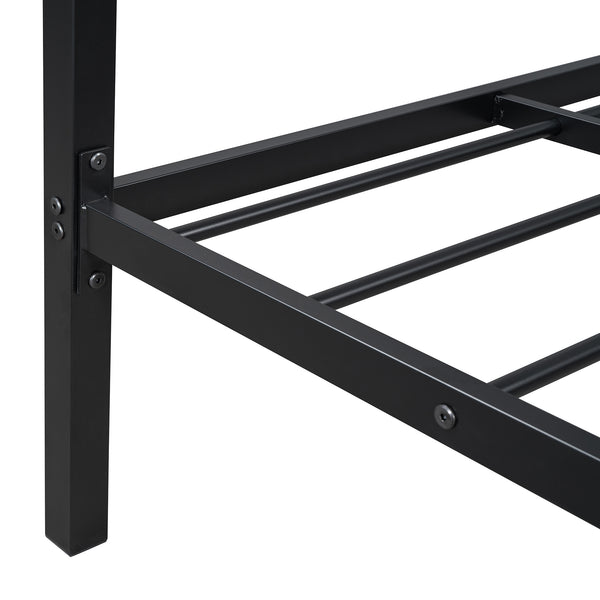 English Elm Twin Metal Platform Bed with House-Style Headboard, Sturdy Slatted Frame & Smooth Underbed Drawers for Kids and Teens (300 lb Capacity) Black MF320570AAB