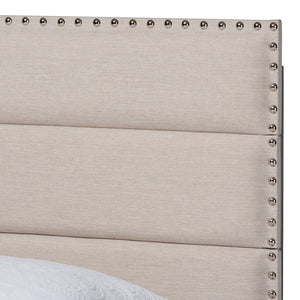 Baxton Studio Baxton Studio Ansa Modern Upholstered Twin Bed with Channel Tufting and Silver Nailhead Trim Beige Twin CF9084C-Beige-Twin