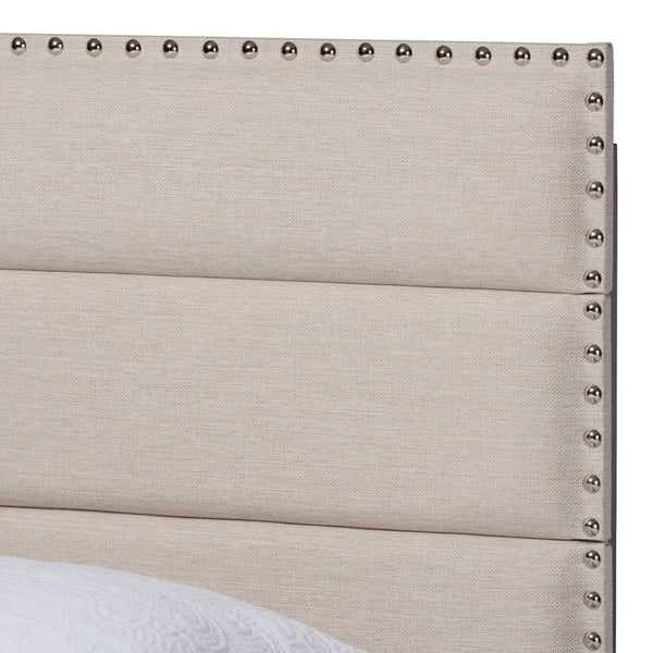 Baxton Studio Baxton Studio Ansa Modern Upholstered Twin Bed with Channel Tufting and Silver Nailhead Trim Beige Twin CF9084C-Beige-Twin