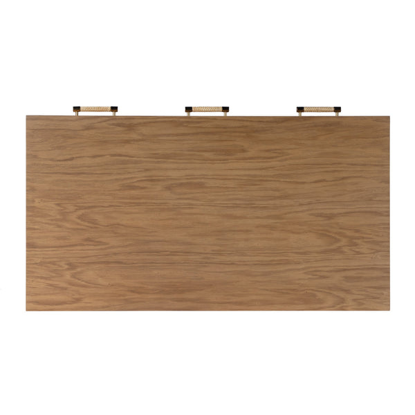 Butler Specialty Mesa 3-drawer Writing Desk In Solid Oak Frame - Stylish Home Office Furniture With Timeless Charm Natural Oak Wood,Mdf,Oak Veneer,Cane 9754438-butler