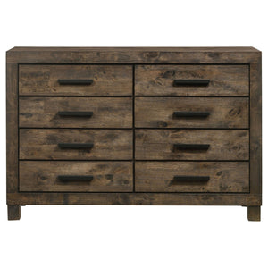 English Elm Bren Eight Drawer Rustic Dresser Wire Brushed Rubberwood Grain Farmhouse Bedroom Storage B062P451983