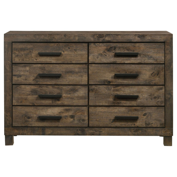 English Elm Bren Eight Drawer Rustic Dresser Wire Brushed Rubberwood Grain Farmhouse Bedroom Storage B062P451983