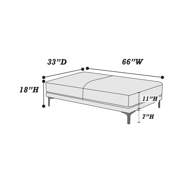 English Elm Modern Antique Gray Large Breathable Leatherette Ottoman 66"x33" Chrome Legs Sleek Living Room Seat Cushion Elegance B011P205225