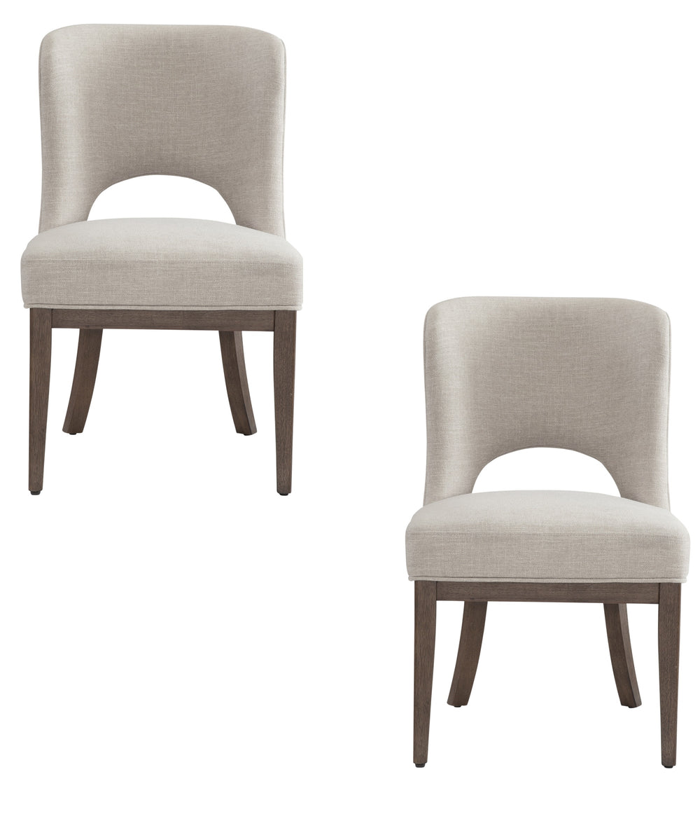 Basset Mirror Trevino Dining Chair Set Of 2 – Elegant Comfort With Curved Back, Chestnut Wood Base & Neutral Fabric Gray Foam,Polyester Fabric,Rubberwood 9755-dr-800-2