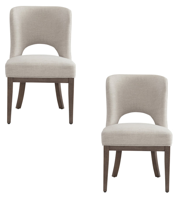 Basset Mirror Trevino Dining Chair Set Of 2 – Elegant Comfort With Curved Back, Chestnut Wood Base & Neutral Fabric Gray Foam,Polyester Fabric,Rubberwood 9755-dr-800-2
