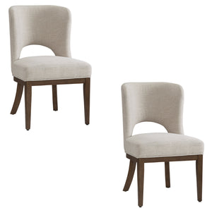 Basset Mirror Trevino Dining Chair Set Of 2 – Elegant Comfort With Curved Back, Chestnut Wood Base & Neutral Fabric Gray Foam,Polyester Fabric,Rubberwood 9755-dr-800-2