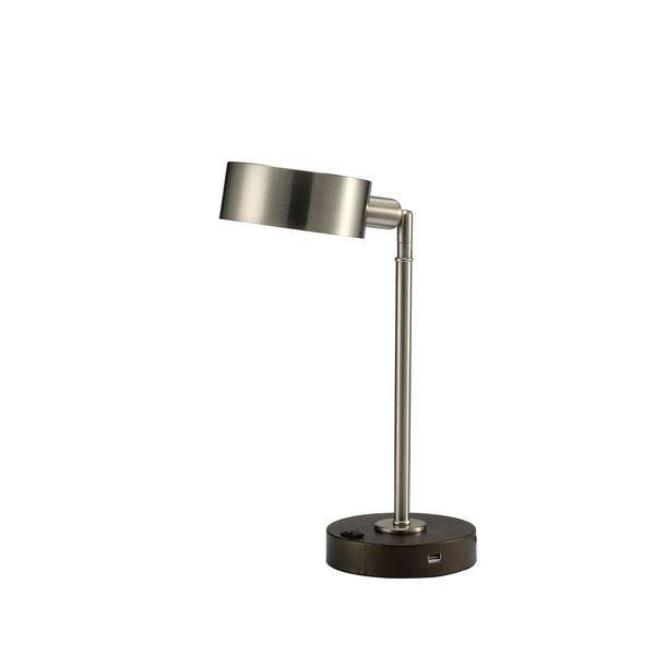 English Elm Simple Stain Nickel Table Lamp 15" Contemporary Metal Desk Light with Adjustable Head for Reading B2741P317234