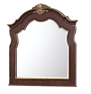 English Elm Paris Cherry G09300-M Mirror with Beveled Glass, Carved Wood Frame, Gold Accents, 51"H x 47"W B078P301020