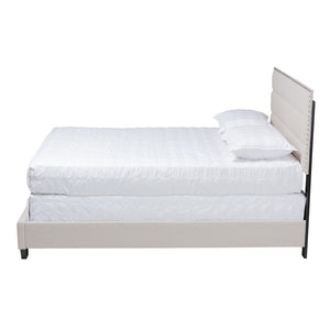 Baxton Studio Baxton Studio Ansa Modern Upholstered Twin Bed with Channel Tufting and Silver Nailhead Trim Beige Queen CF9084C-Beige-Queen