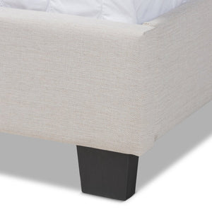 Baxton Studio Baxton Studio Ansa Modern Upholstered Twin Bed with Channel Tufting and Silver Nailhead Trim Beige Queen CF9084C-Beige-Queen