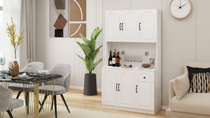 English Elm Kitchen Island with Extensible Wood Top Spice Towel Rack Storage on Casters W282S00034