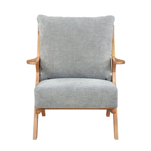 English Elm Mid-Century modern accent chair with solid rubberwood frame, chenille upholstery, plush seat comfort Gray,Natural 45 L x 25.5 W x 14.5 H B011P347877