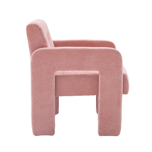 English Elm Modern Ergonomic Armchair with Generous Curved Armrests, Chenille Upholstery, 500lb Capacity, Cozy Lounge Seat Pink W395P380517