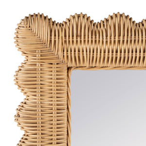 Flora Rectangular Rattan Scalloped Wall Mirror 9758404 Light Brown Butler Specialty