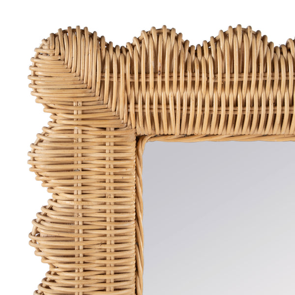 Flora Rectangular Rattan Scalloped Wall Mirror 9758404 Light Brown Butler Specialty
