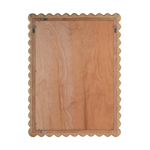 Flora Rectangular Rattan Scalloped Wall Mirror 9758404 Light Brown Butler Specialty