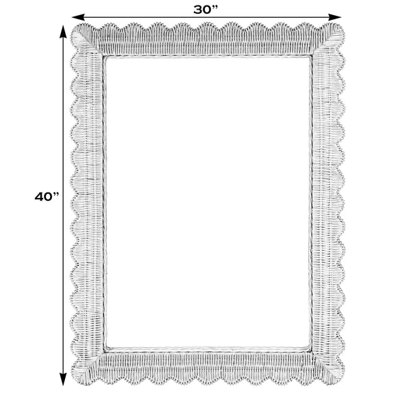 Flora Rectangular Rattan Scalloped Wall Mirror 9758404 Light Brown Butler Specialty