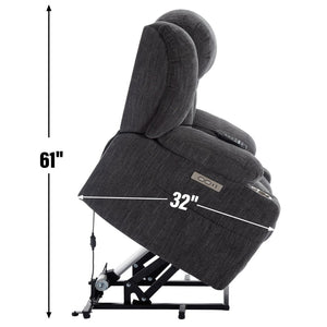 English Elm Up to 350 Lb Chenille Power Lift Recliner with Massage Heat and Charging Ports W1803S00046