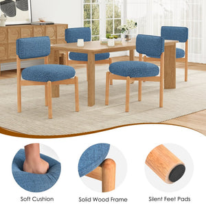 English Elm Modern Linen Upholstered Dining Chair Set Solid Wood Cross Base Removable Back Blue T3623P466012