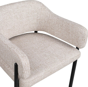 Meridian Furniture Dame Woven Polyester Upholstered Counter Stool with Sturdy Matte Black Iron Frame for Kitchen Beige 975Beige-C