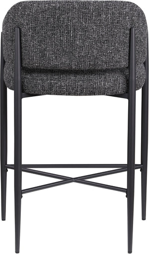 Meridian Furniture Dame Woven Polyester Upholstered Counter Stool with Sturdy Matte Black Iron Frame for Kitchen Black 975Black-C