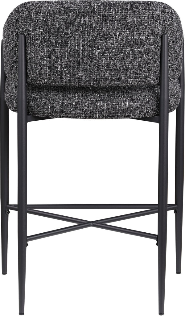 Meridian Furniture Dame Woven Polyester Upholstered Counter Stool with Sturdy Matte Black Iron Frame for Kitchen Black 975Black-C