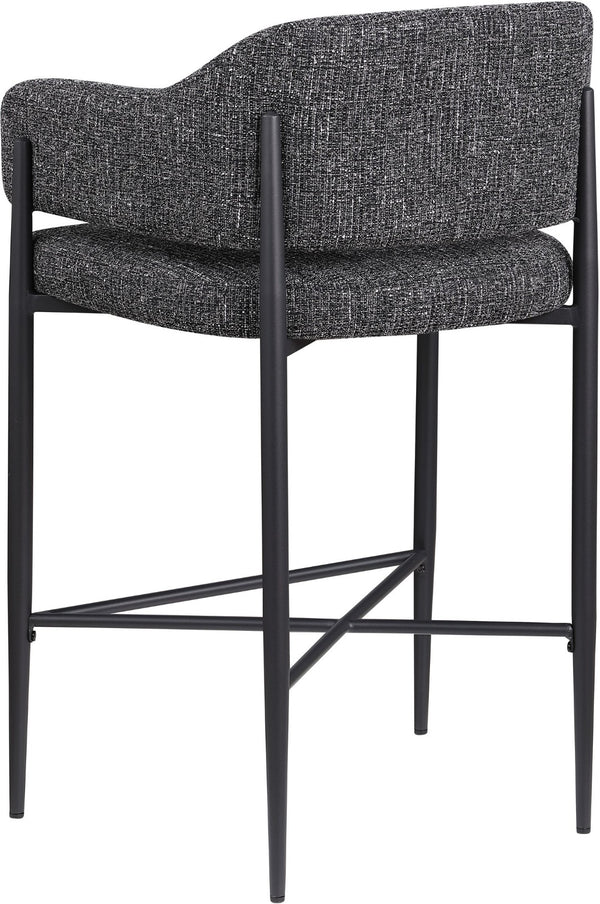 Meridian Furniture Dame Woven Polyester Upholstered Counter Stool with Sturdy Matte Black Iron Frame for Kitchen Black 975Black-C